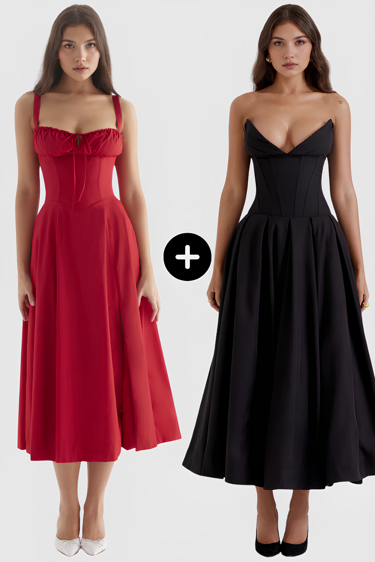 Midikleider Anna & Lea – Figurbetonte Styles aus Polyester | Kaufe 1, erhalte 2