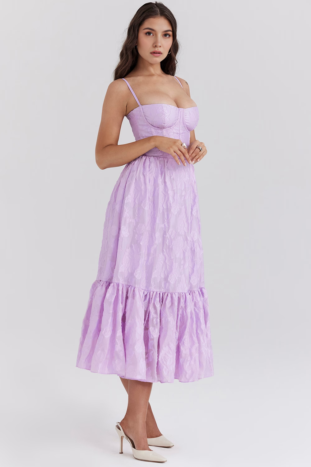 Midikleid Laura – mit A-Linien-Schnitt aus Polyester, fließender Stoff