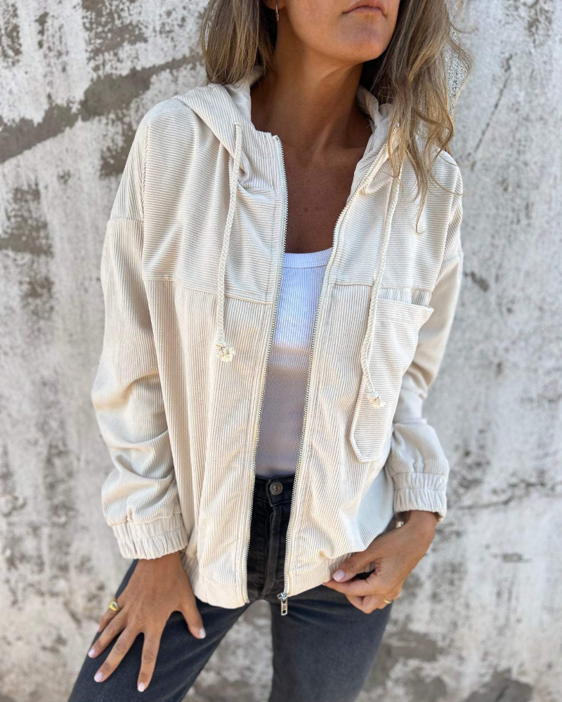 Ella™ | Cord-Kapuzenjacke mit Reißverschluss