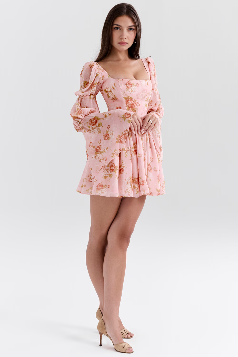 Langarmkleid Thalia – Feine Linien aus Polyester
