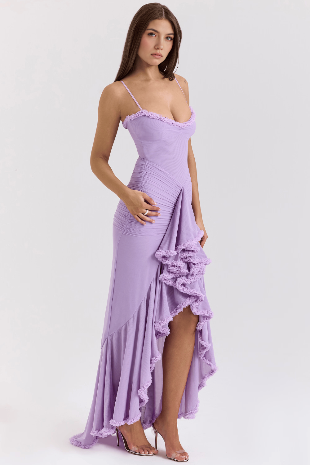 Maxikleid Melina – fließender Schnitt aus Polyester, schlicht & stilvoll