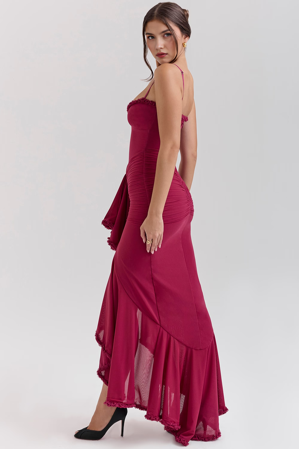 Maxikleid Melina – fließender Schnitt aus Polyester, schlicht & stilvoll