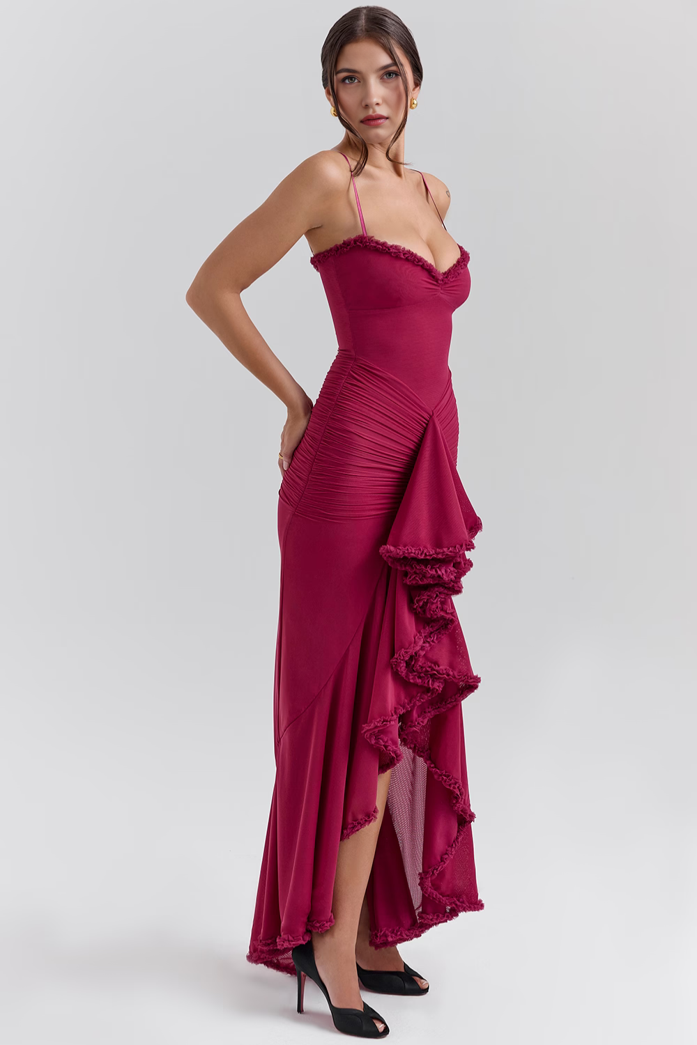 Maxikleid Melina – fließender Schnitt aus Polyester, schlicht & stilvoll