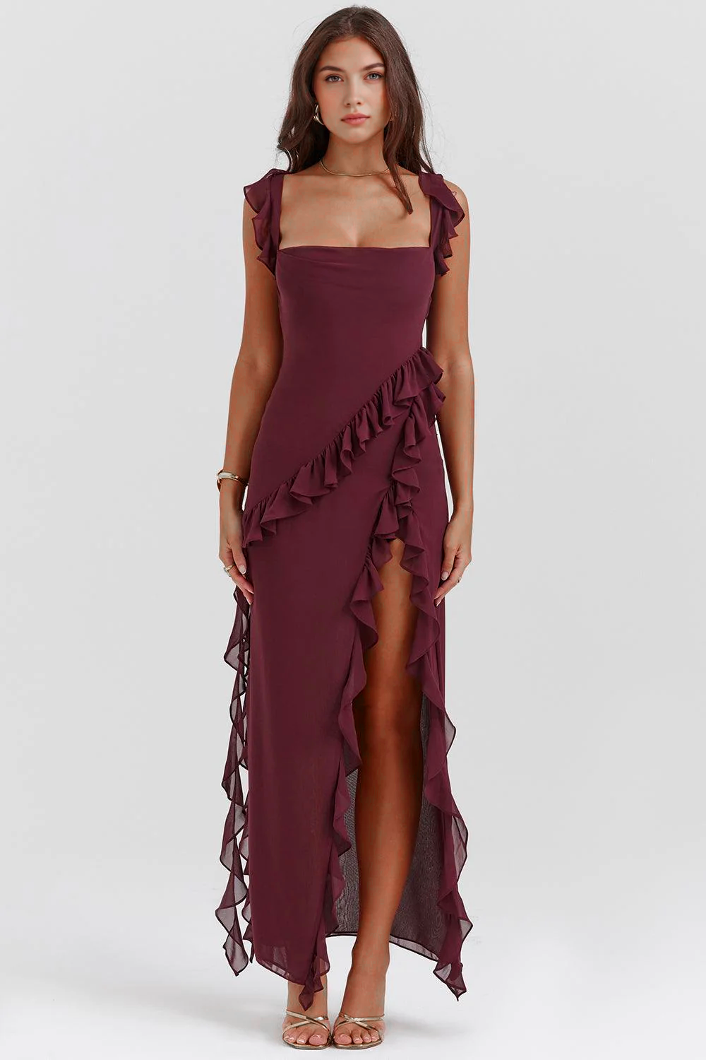 Maxikleid Nele – schlichter Stil aus Polyester, komfortabel & modisch