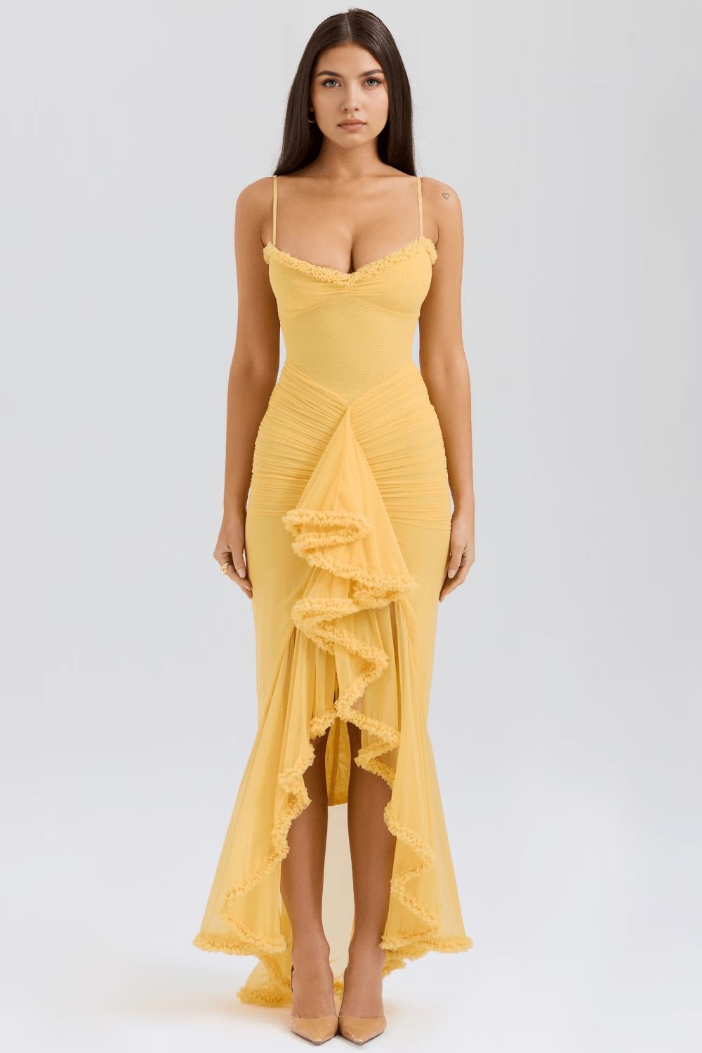 Maxikleid Melina – fließender Schnitt aus Polyester, schlicht & stilvoll