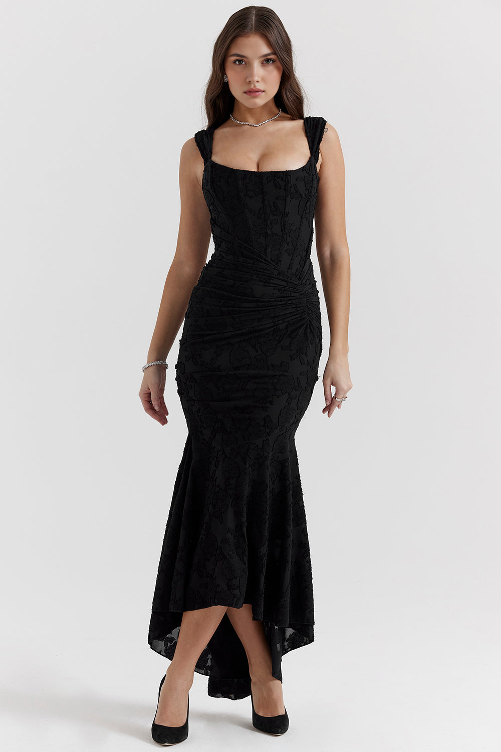 Maxikleid Hannah – Bustierstil aus Polyester, stilvoll & tailliert