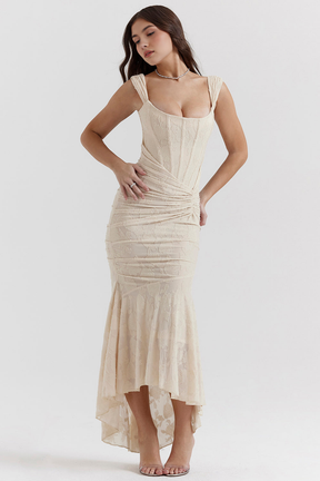 Maxikleid Hannah – Bustierstil aus Polyester, stilvoll & tailliert