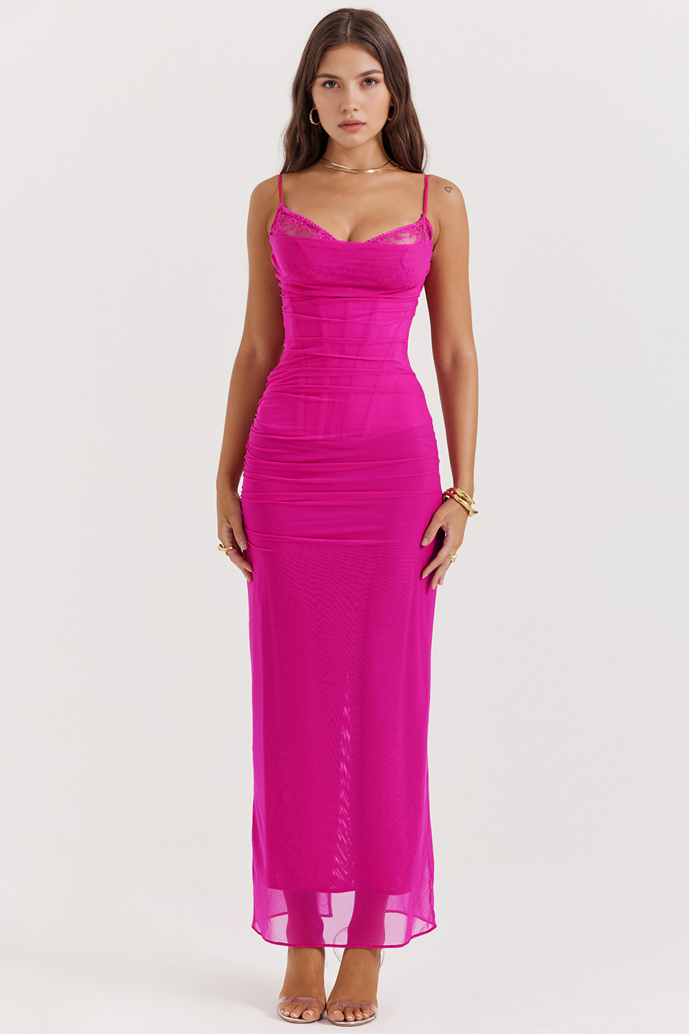 Maxikleid Larissa – feminines Bustier aus Polyester, klassisch-lang