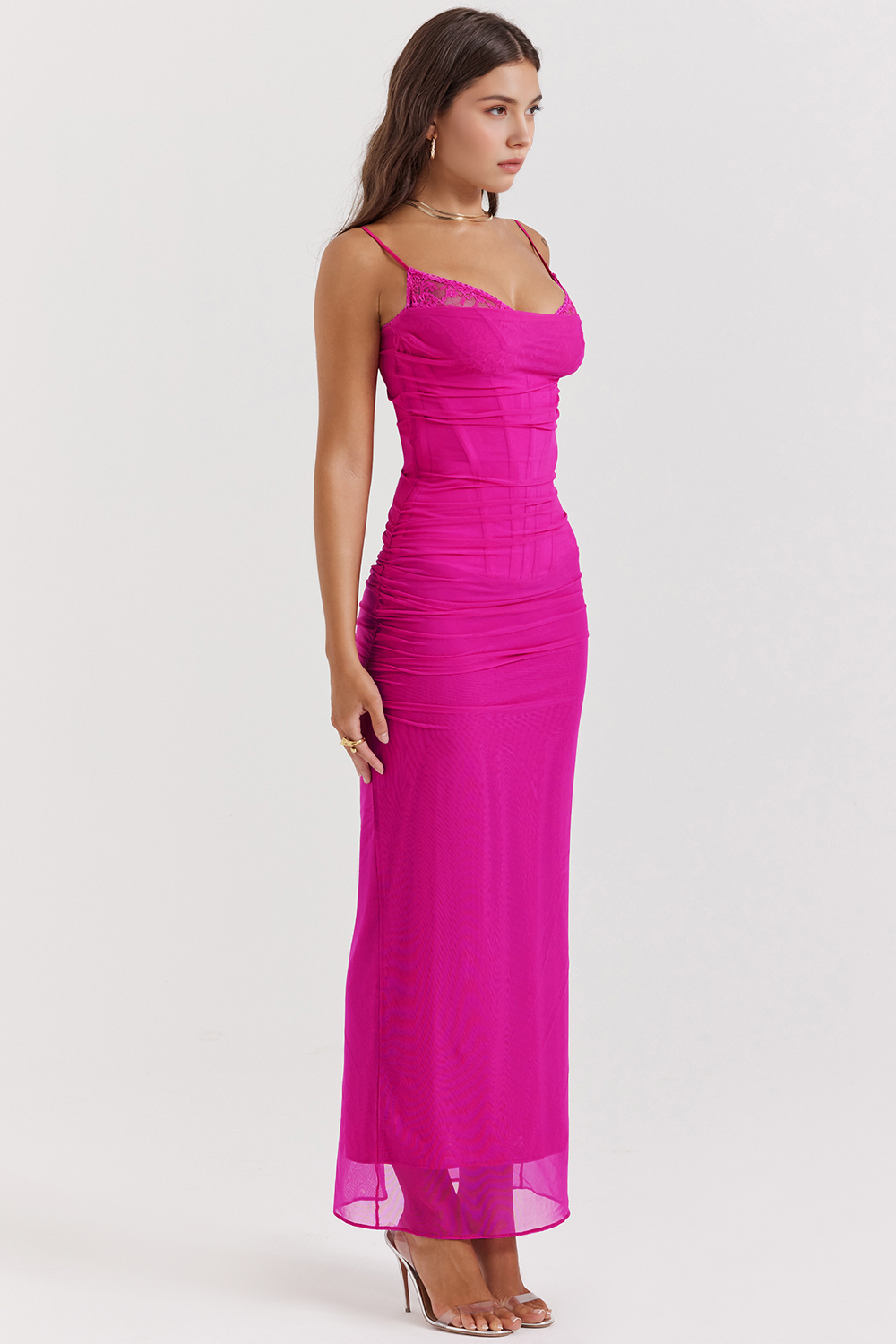 Maxikleid Larissa – feminines Bustier aus Polyester, klassisch-lang