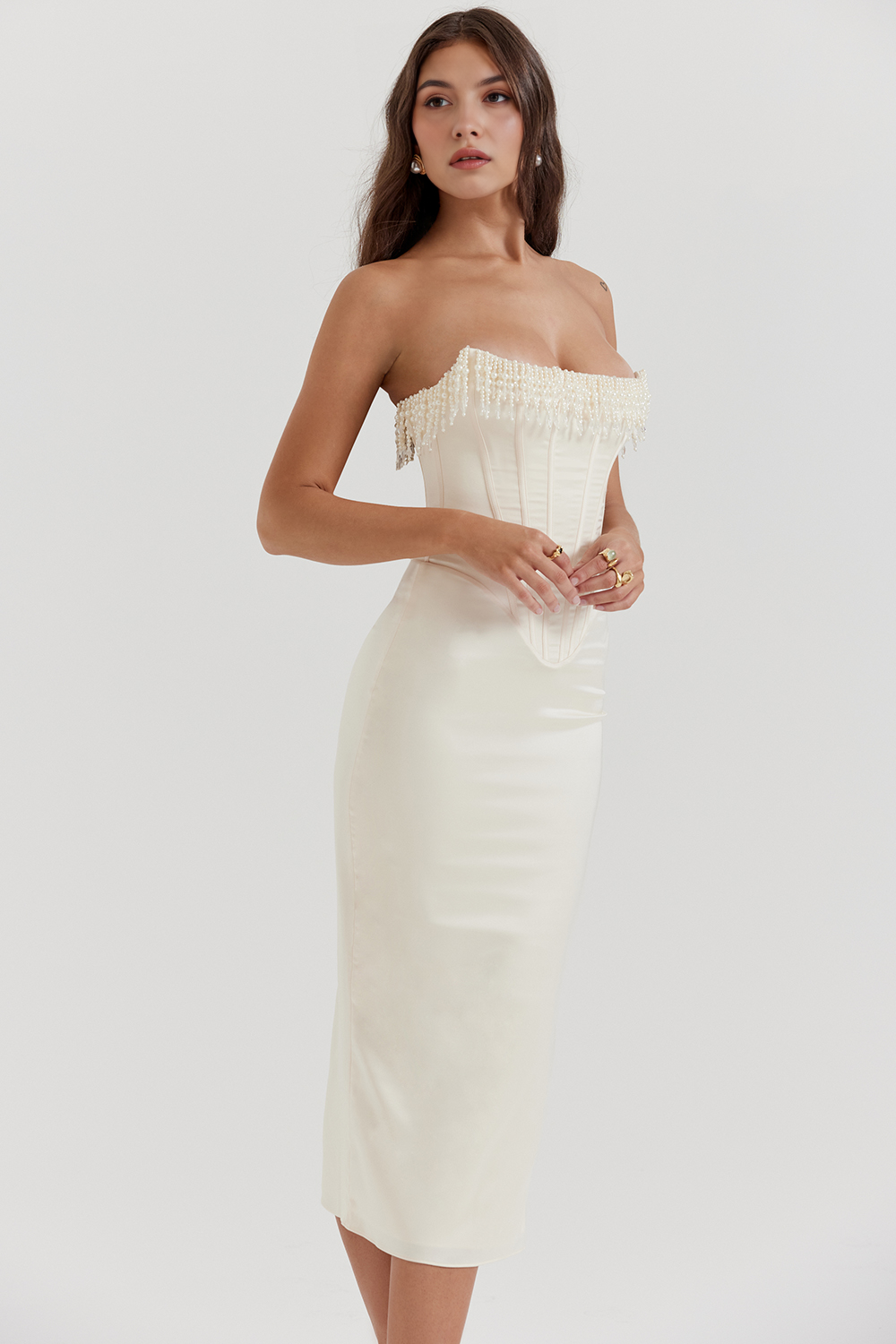 Midikleid Emilia – mit Korsett aus Polyester, strukturiertes Design