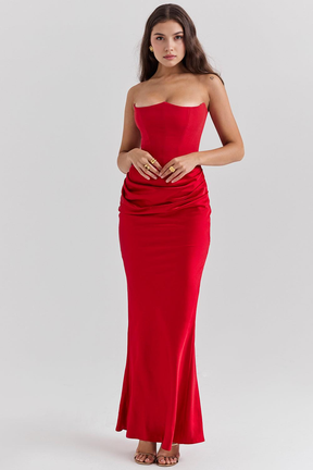 Maxikleid Tabea – figurformend aus Polyester, schmeichelhafter Stil