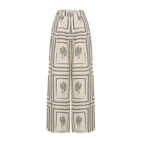 2-teiliges Damen-Set mit geometrischem Print: Shirt und Hose mit weitem Bein