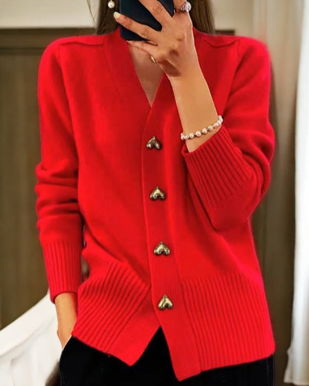 Eline™ | Elegante Strickjacke mit herzförmigen Knöpfen